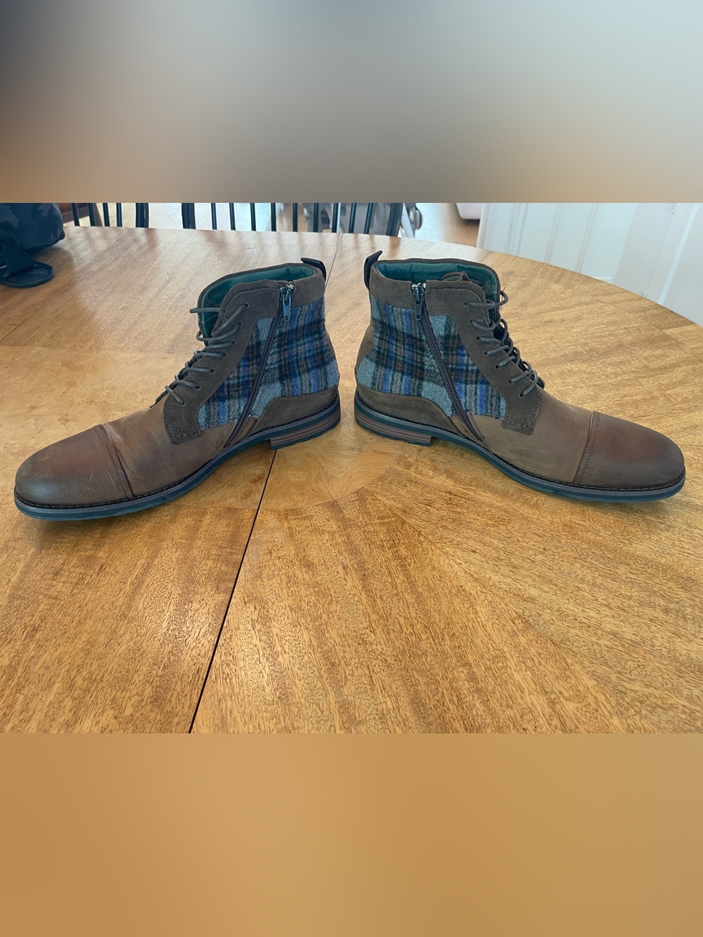 Stacy Adams Brown Suede & Blue Plaid Chukka Boots